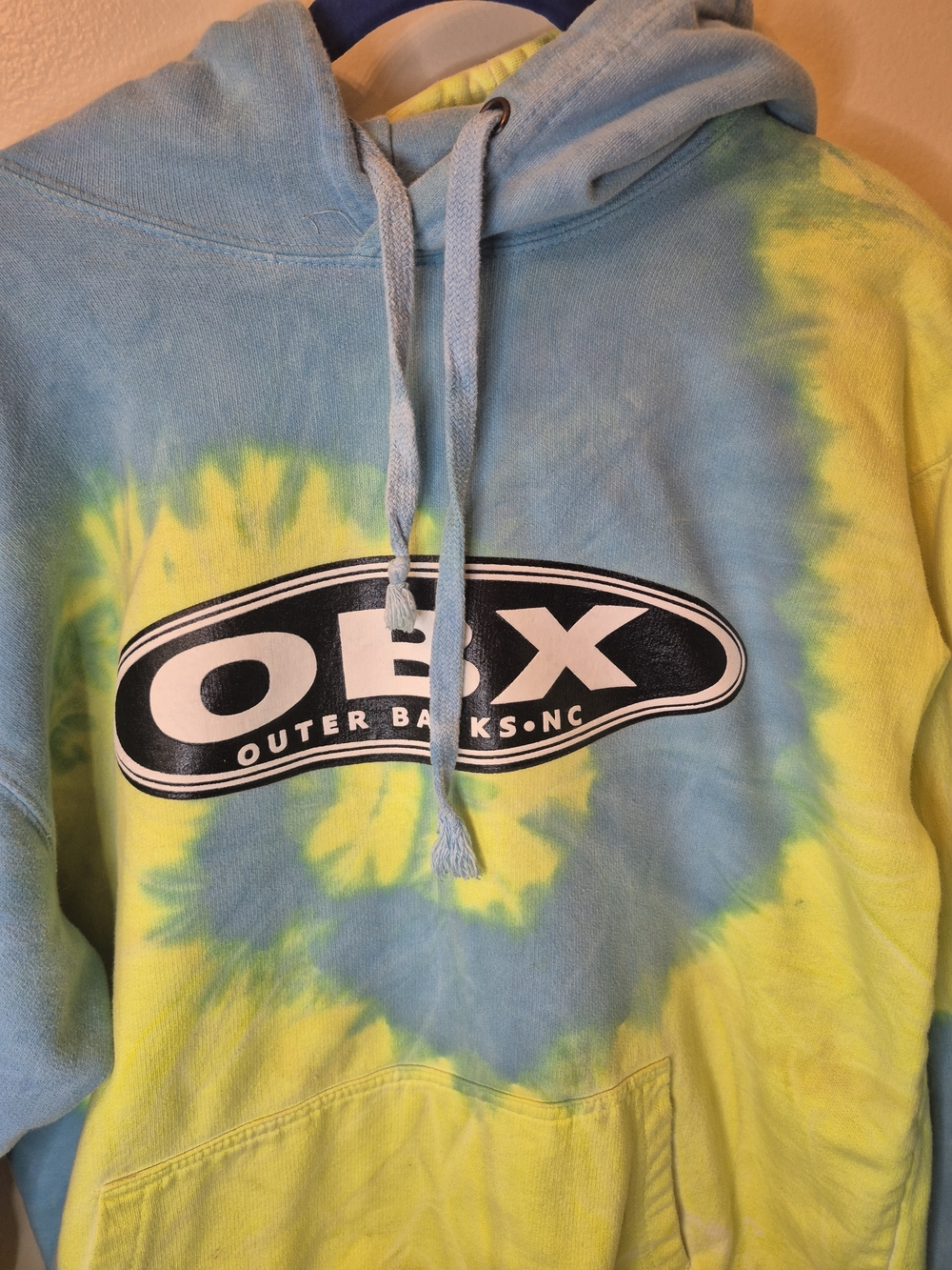 OBX Tie-Dye Pullover Hoodie in Blue and Yellow - Picture 3 of 13